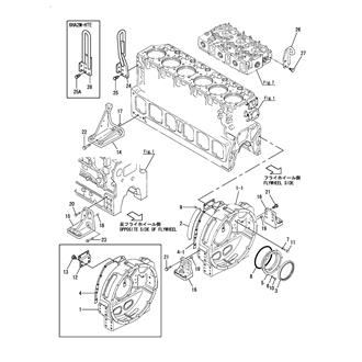 FIG 4. FLYWHEEL HOUSING & ENGINE LIFTER